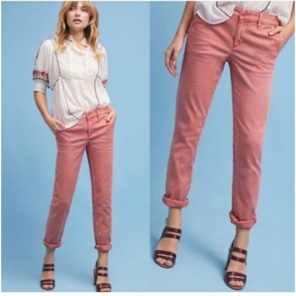 Anthropologie Chino Size 27 Retail $96 Relaxed Pink Coral Salmon Pants
